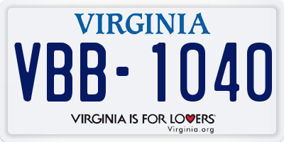 VA license plate VBB1040