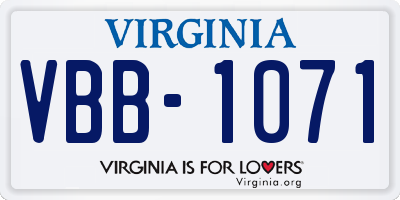VA license plate VBB1071