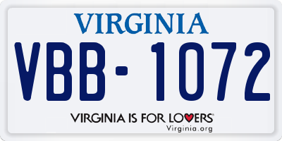 VA license plate VBB1072