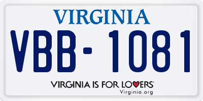 VA license plate VBB1081