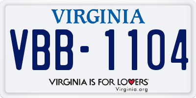 VA license plate VBB1104