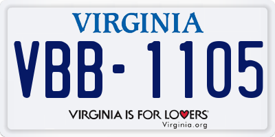 VA license plate VBB1105