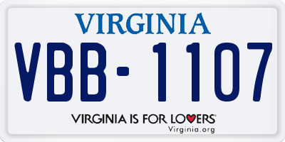 VA license plate VBB1107