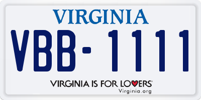 VA license plate VBB1111