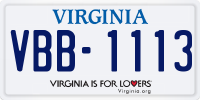 VA license plate VBB1113