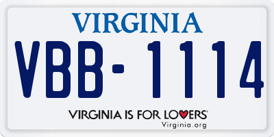 VA license plate VBB1114