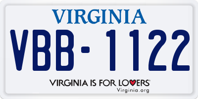 VA license plate VBB1122