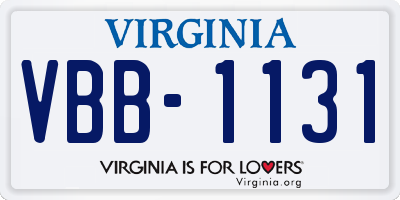 VA license plate VBB1131