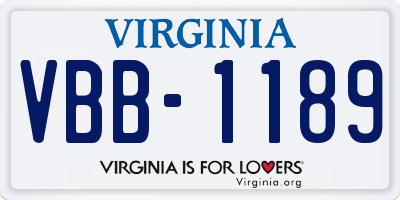 VA license plate VBB1189