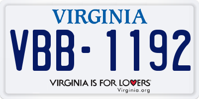 VA license plate VBB1192