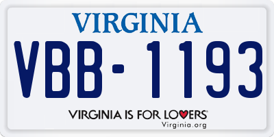 VA license plate VBB1193