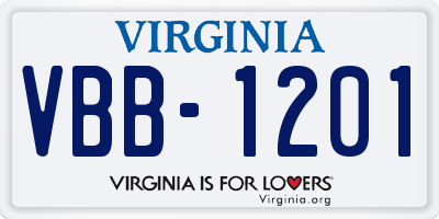 VA license plate VBB1201