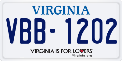 VA license plate VBB1202