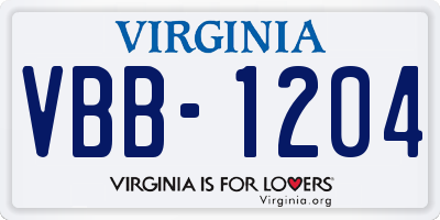 VA license plate VBB1204
