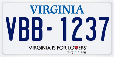 VA license plate VBB1237