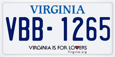 VA license plate VBB1265