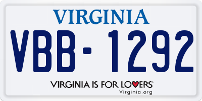 VA license plate VBB1292