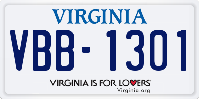 VA license plate VBB1301