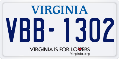 VA license plate VBB1302