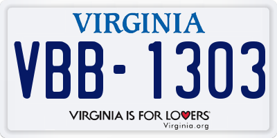 VA license plate VBB1303