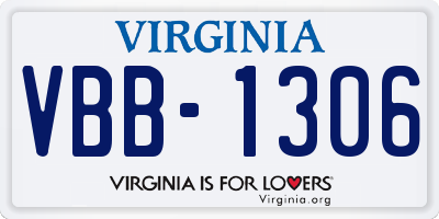 VA license plate VBB1306