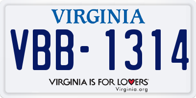 VA license plate VBB1314