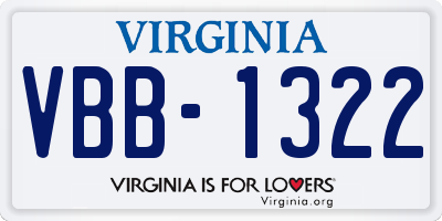 VA license plate VBB1322