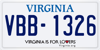 VA license plate VBB1326