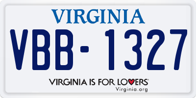 VA license plate VBB1327