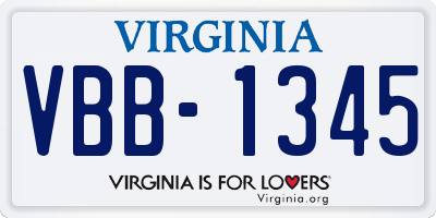 VA license plate VBB1345