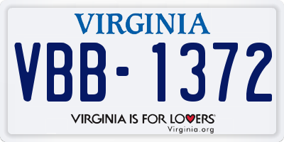 VA license plate VBB1372