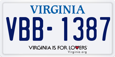 VA license plate VBB1387