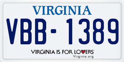 VA license plate VBB1389