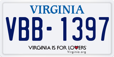 VA license plate VBB1397