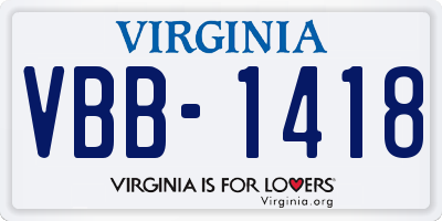 VA license plate VBB1418