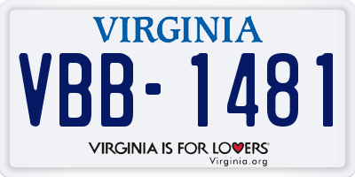 VA license plate VBB1481