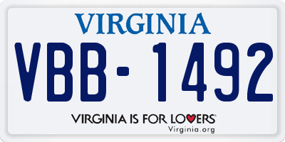VA license plate VBB1492
