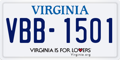 VA license plate VBB1501