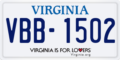 VA license plate VBB1502