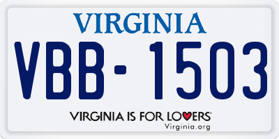 VA license plate VBB1503