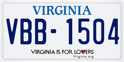 VA license plate VBB1504