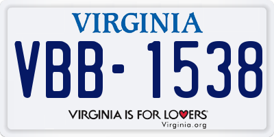 VA license plate VBB1538