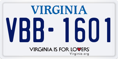 VA license plate VBB1601