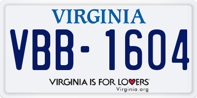 VA license plate VBB1604