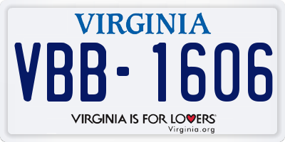 VA license plate VBB1606