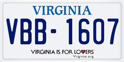 VA license plate VBB1607