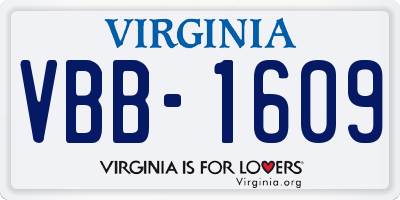 VA license plate VBB1609