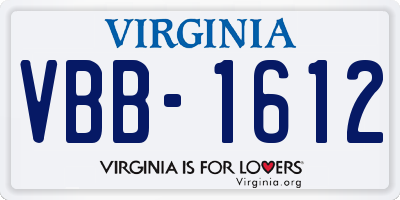 VA license plate VBB1612