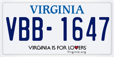 VA license plate VBB1647
