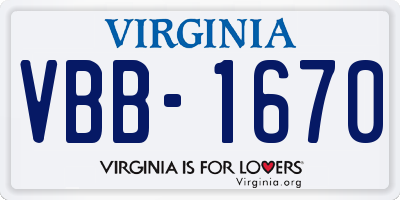 VA license plate VBB1670